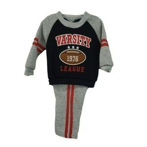 Mad Game 2 Piece‎ Infant Boys Gray Black Jogger Sweatpant Suit 12 Months